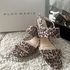 Alex Marie Suede Animal Print Block Heel Dress Sandals